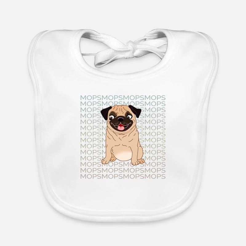 MOPS MOPS MOPS - Baby Bio-Lätzchen - Weiß
