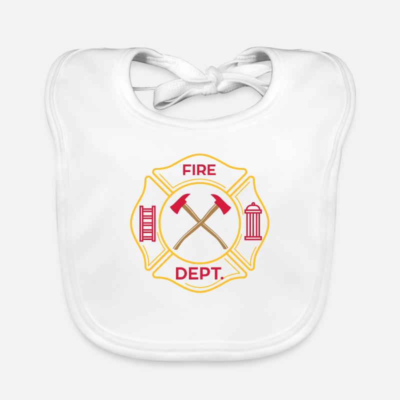 Groupe de pompiers pompiers - Bavoir bio Bébé - blanc