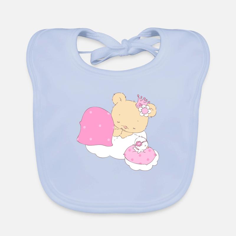 Bear princess sleeping on cloud Organic Baby Bibs