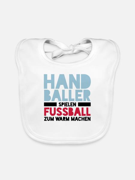 Handballer spielen Fussball zum Warm machen - Baby Bio-Lätzchen - Weiß - Vorne
