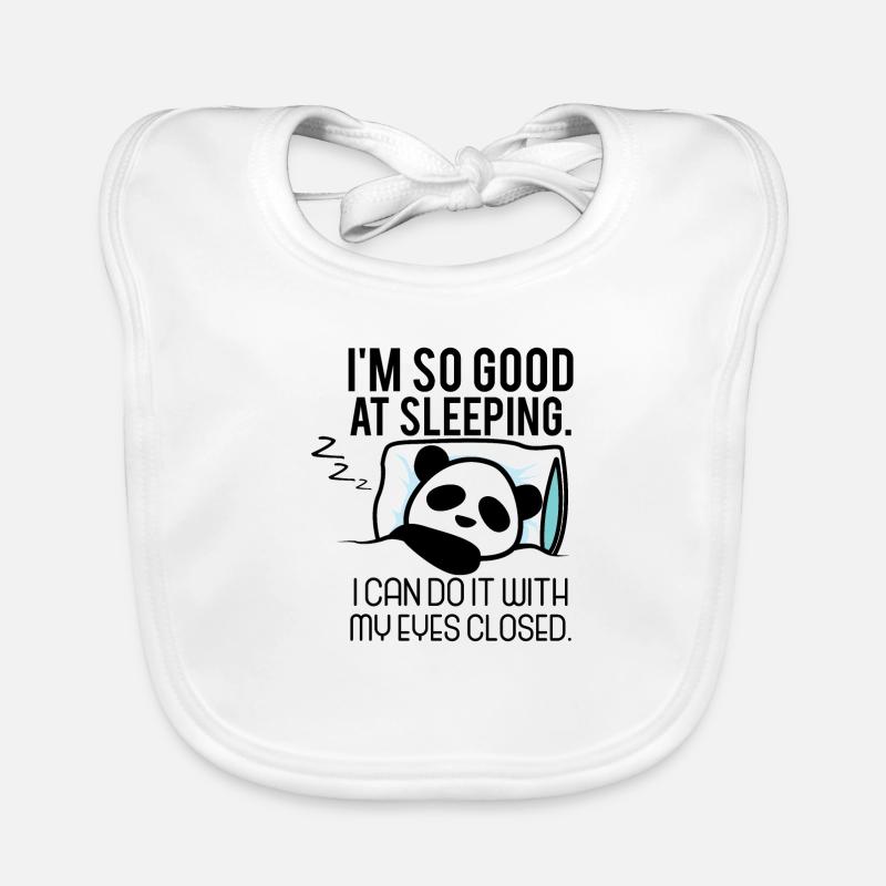 Panda master chilling in sleeping bed sleepyhead Organic Baby Bibs