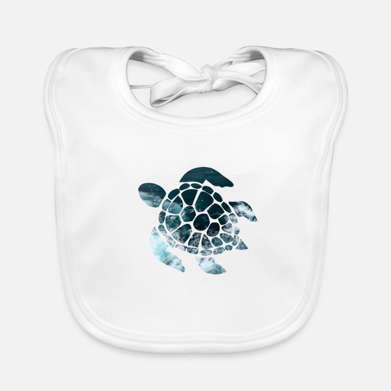 Tortue - Bavoir bio Bébé - blanc