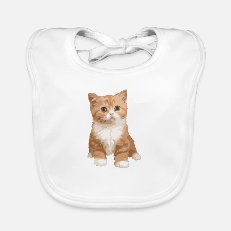 chat - chat - Bavoir bio Bébé - blanc