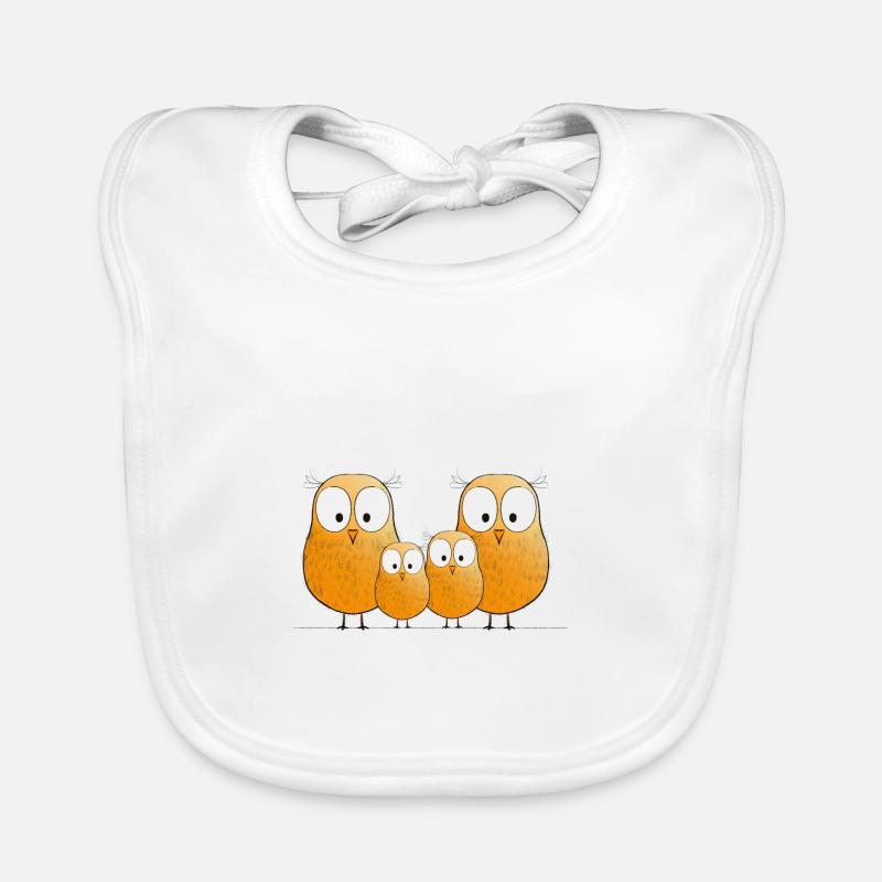 Familie Eule - Baby Bio-Lätzchen - Weiß