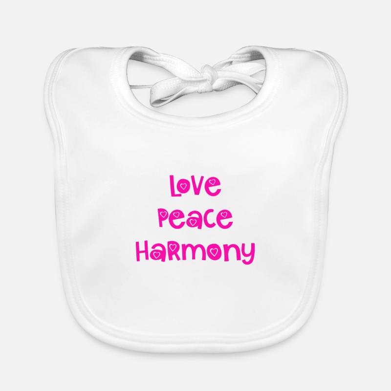Love Peace Harmony - rose - Bavoir bio Bébé - blanc