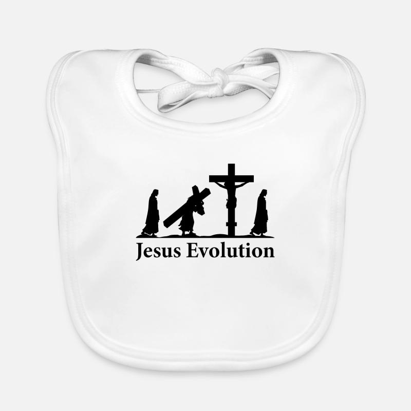 T-shirt de religion drôle d'évolution de Jésus-Christ - Bavoir bio Bébé - blanc