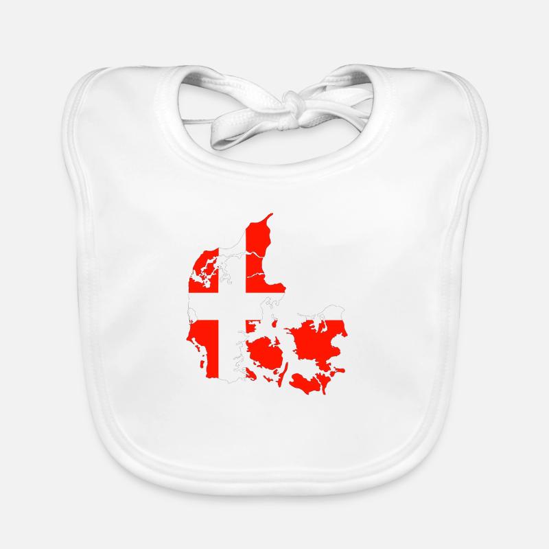 Drapeau du Danemark et carte du Danemark Bavoir bio Bébé