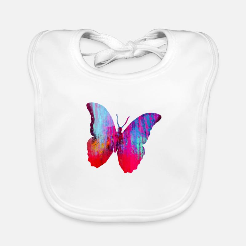 papillon, graffiti, peinture, rouge, rose Bavoir bio Bébé