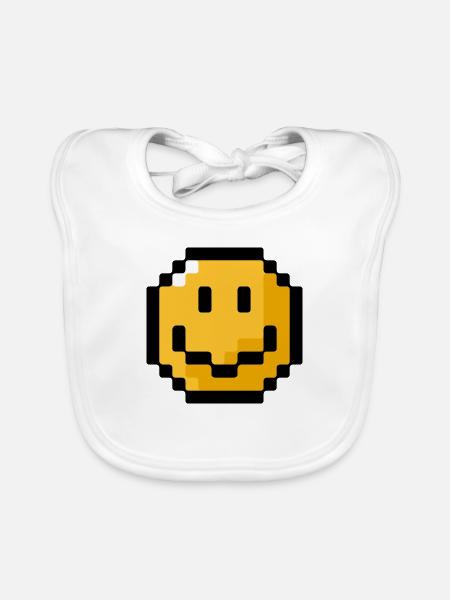 Smiley pixel - Baby Bio-Lätzchen - Weiß