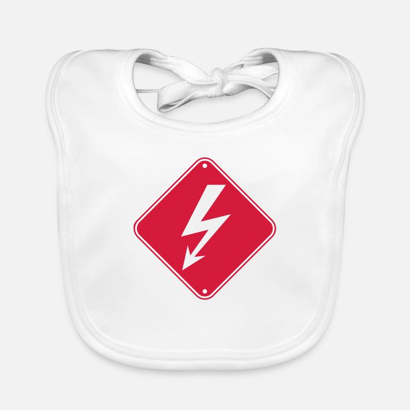 rouge clipart panneau indication électrique éclair courant Bavoir bio Bébé