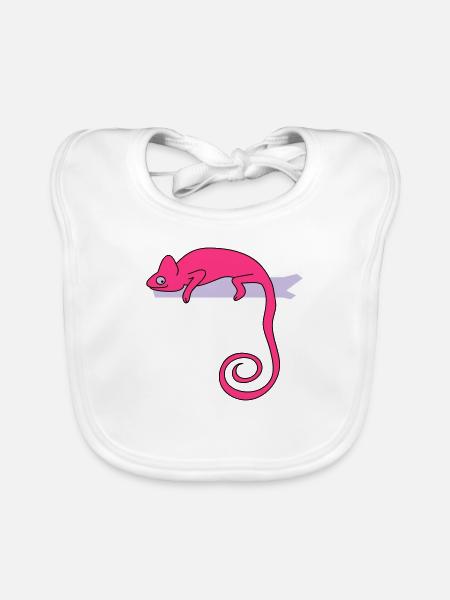 chameleon b - Organic Baby Bibs - white - Front