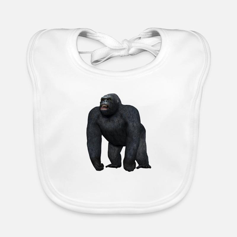 Gorilla in threatening pose Organic Baby Bibs
