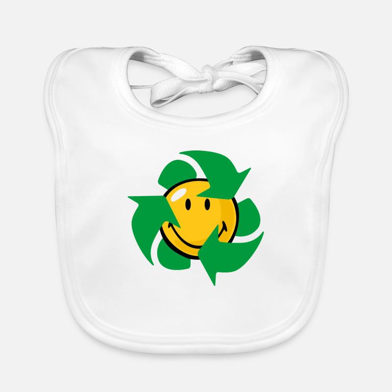 Smiley Recycle - Bavoir bio Bébé - blanc
