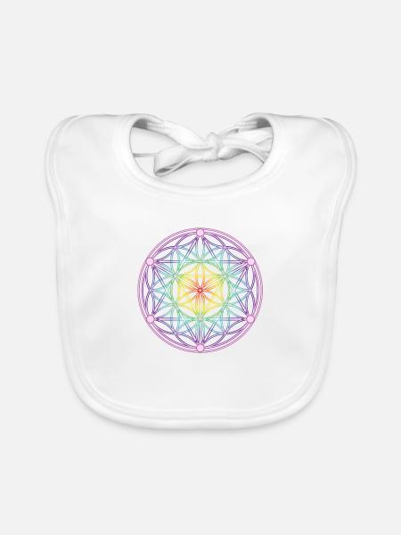 Seed of Life & Tetrahedron - Organic Baby Bibs - white - Front