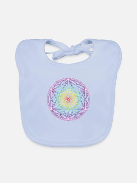 Seed of Life & Tetrahedron - Organic Baby Bibs - sky blue - Front