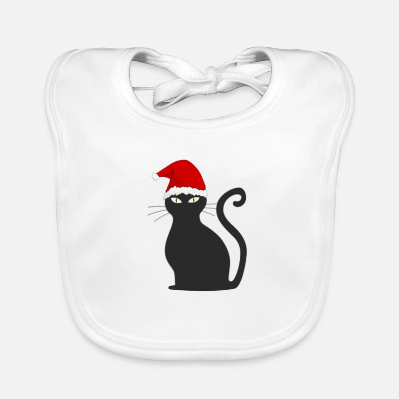 Chat de Noël avec bonnet Bavoir bio Bébé