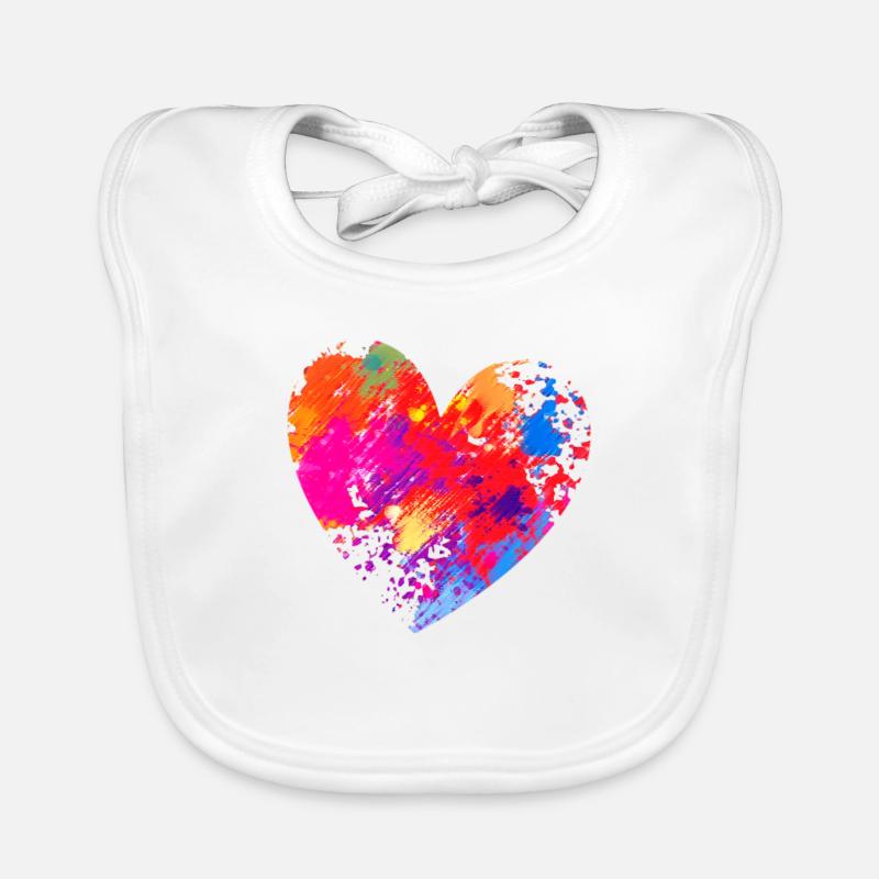HEART SPLASHED COLORS Organic Baby Bibs