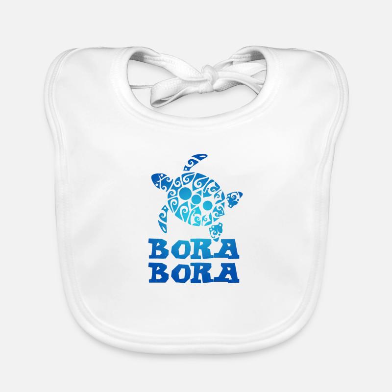 Polynesia Bora Bora Bora Turtle Tribal Tatto Organic Baby Bibs