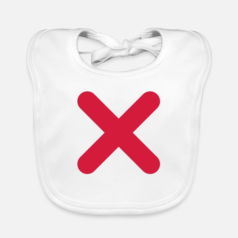 X Croix Croix Cocher Stop Attention Symbole Forme - Bavoir bio Bébé - blanc