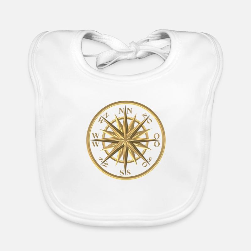 Goldene Windrose - Baby Bio-Lätzchen - Weiß