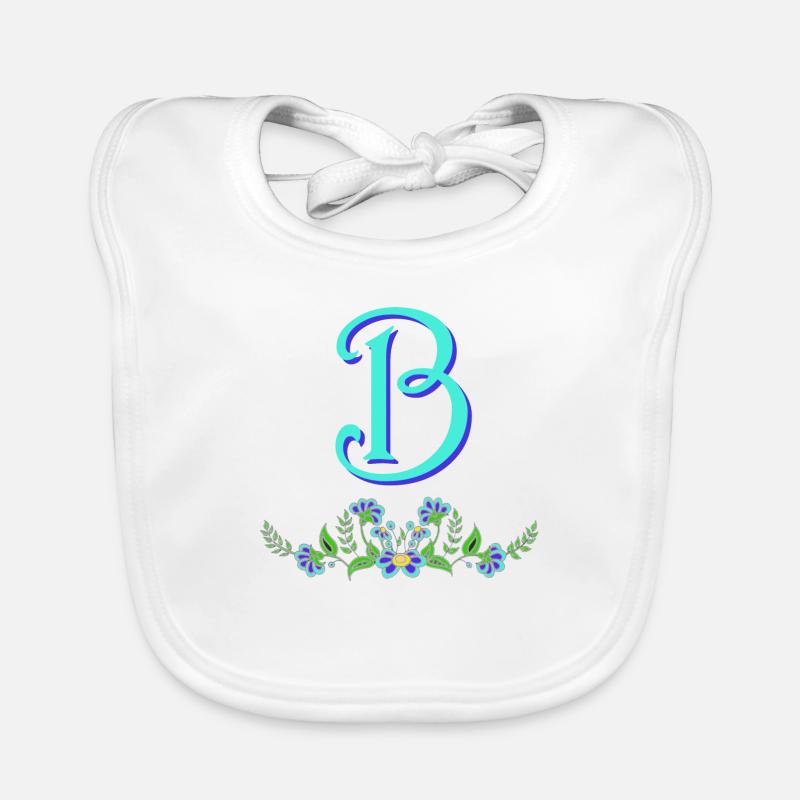 flower blue b Organic Baby Bibs
