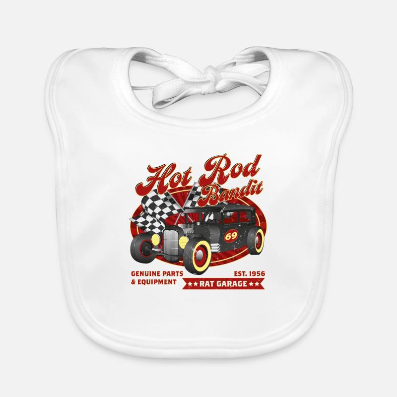 Bandit Hot Rod - Bavoir bio Bébé - blanc