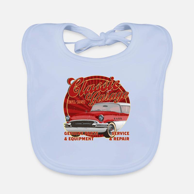 Classic garage rockabilly classic car Organic Baby Bibs
