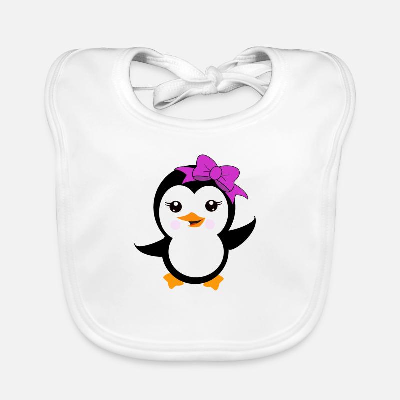 Pingouin avec un arc violet Bavoir bio Bébé