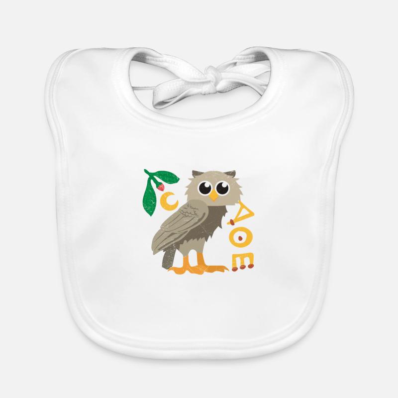 Chouette mythologie grecque d'Athéna cadeau - Bavoir bio Bébé - blanc