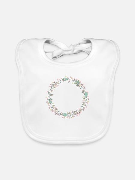(flowerpower_heart_wreath_3) - Baby Bio-Lätzchen - Weiß