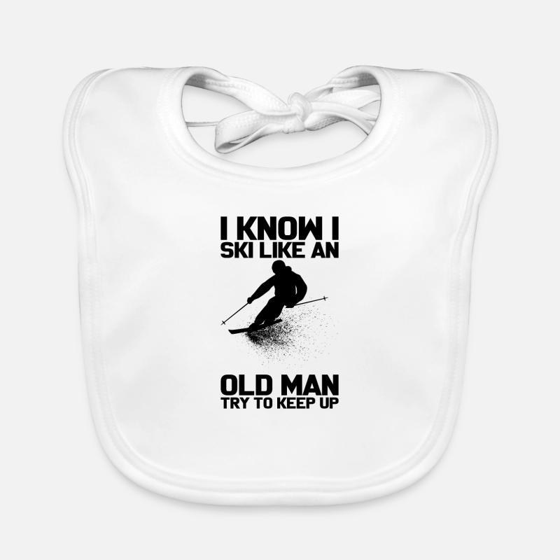 I know i Ski like an Old Man Skifahrer Geschenk Baby Bio-Lätzchen