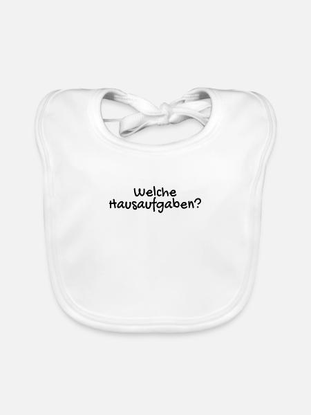 Welche Hausaufgaben Lustig - Baby Bio-Lätzchen - Weiß - Vorne