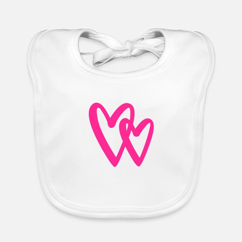 Simple Love Hearts Pink - Valentine's Romantic Organic Baby Bibs