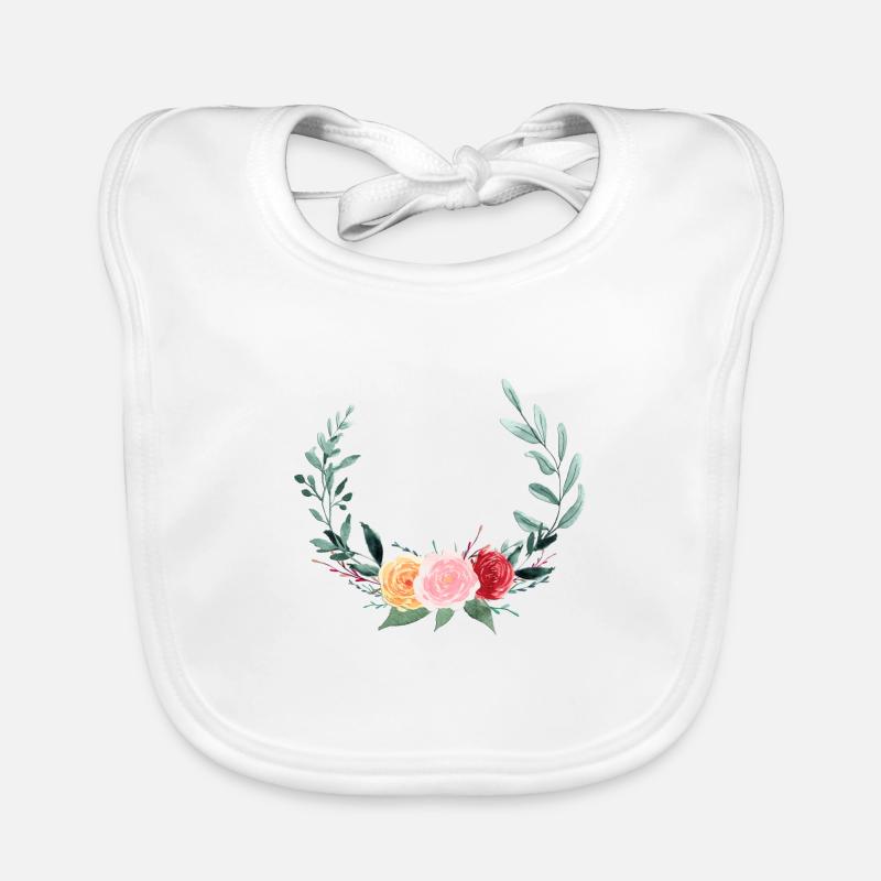 Summer floral wreath, customizable Organic Baby Bibs