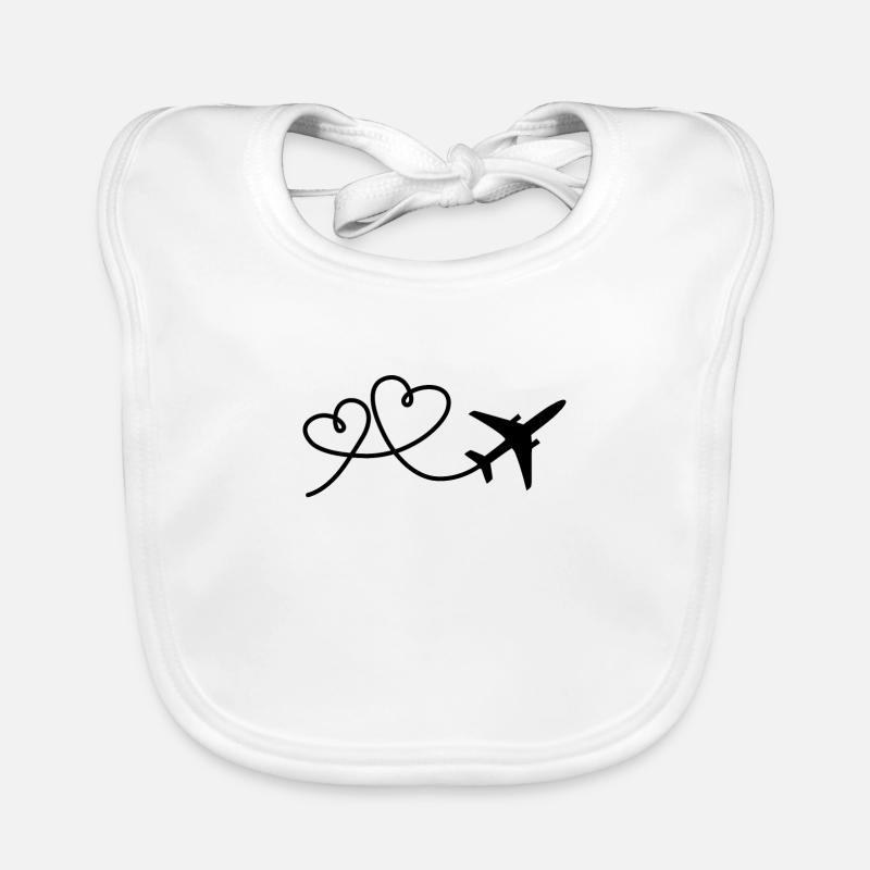 Airplane aviator with heart flying pilot Organic Baby Bibs