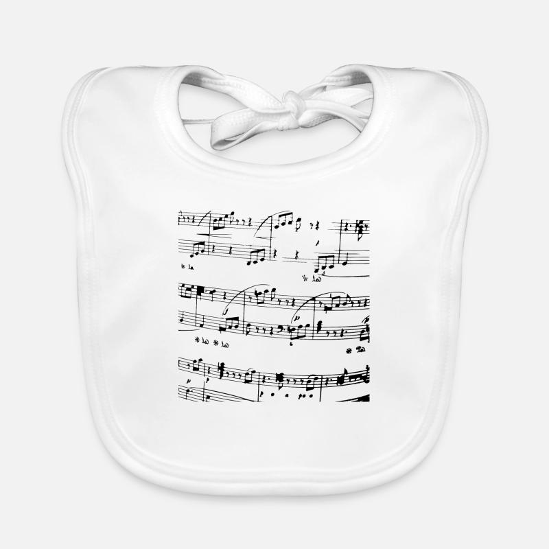Notes, partitions, musique, vie - Bavoir bio Bébé - blanc