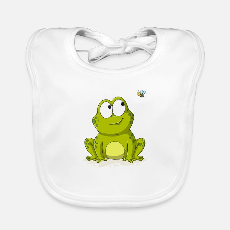 Cute frog with bee Organic Baby Bibs