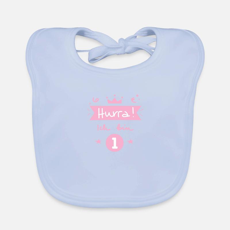 Hurra, ich bin 1! Mädchen Baby Geschenkidee Baby Bio-Lätzchen