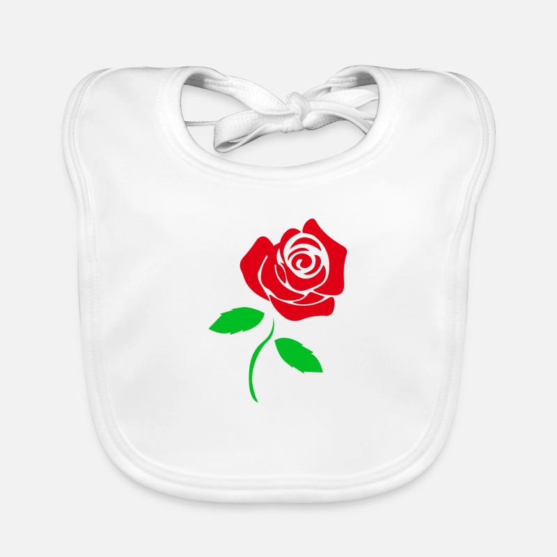 Flowers red rose Romantic gift idea Organic Baby Bibs
