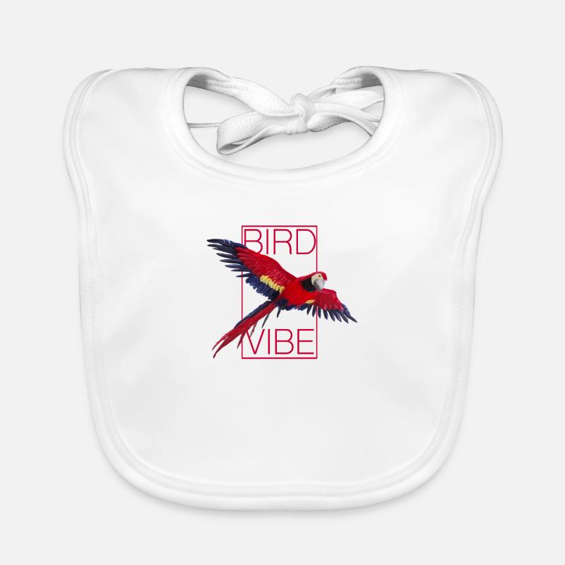 Perroquet rouge - OISEAU VIBE - Bavoir bio Bébé - blanc