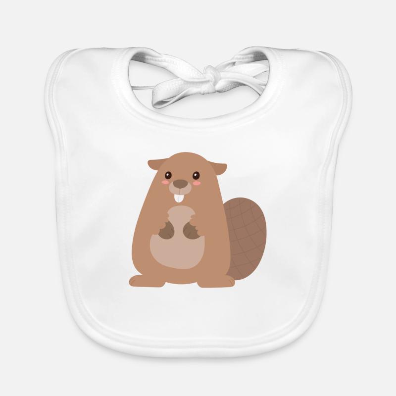 beaver - Organic Baby Bibs - white
