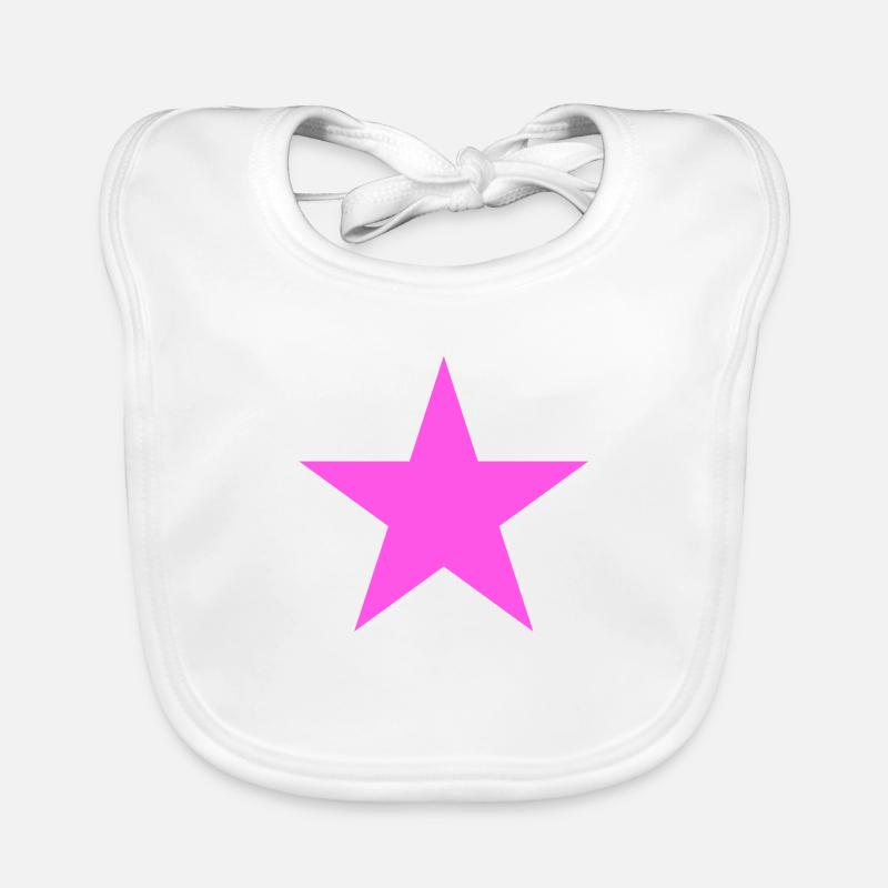 Stern rosa, pink star - Baby Bio-Lätzchen - Weiß