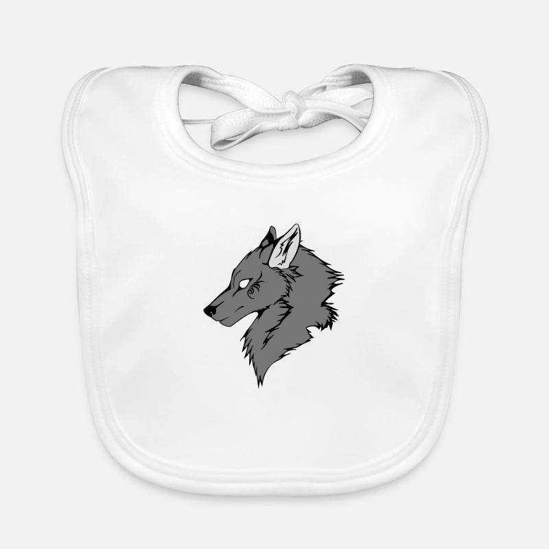 Grauer Wolf - Baby Bio-Lätzchen - Weiß
