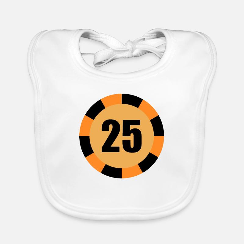 Numéro de jeton de poker 25 conception de jeu de poker - Bavoir bio Bébé - blanc