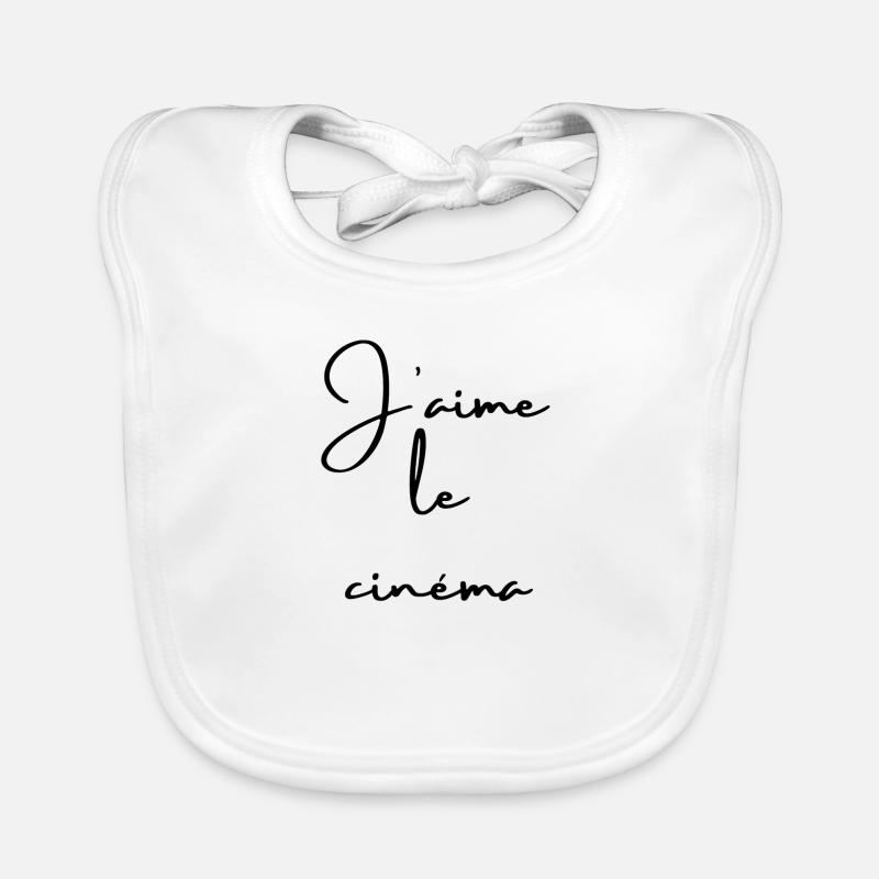 J'AIME LE CINÉMA - Bavoir bio Bébé - blanc
