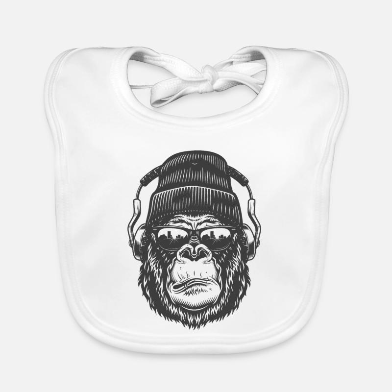 Wild Man Face mit Kopfhörern - Baby Bio-Lätzchen - Weiß