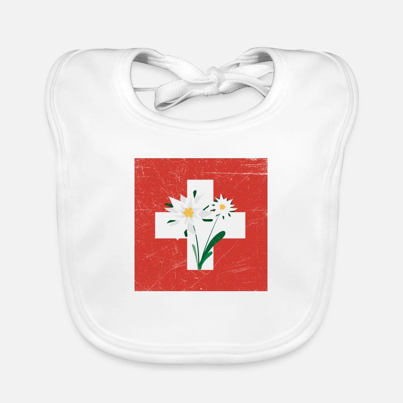 Edelweiss Switzerland Flag Funny gift idea Organic Baby Bibs