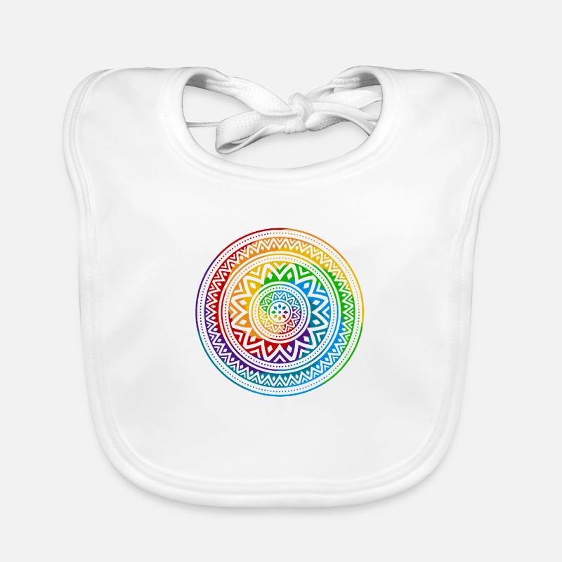 Mandala - Ying Yang - Bavoir bio Bébé - blanc