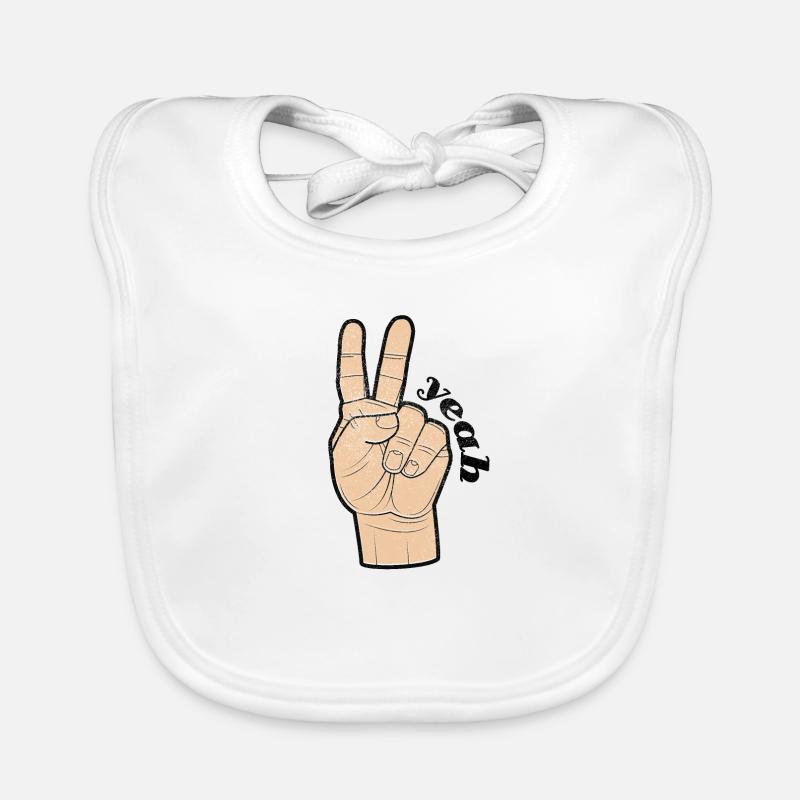 Peace Sign Two Fingers Peace Sign Gift Organic Baby Bibs