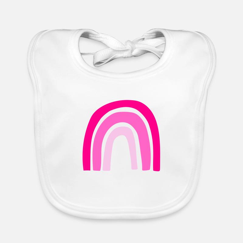 Rosa Regenbogen - Baby Bio-Lätzchen - Weiß